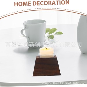 Cross-border wooden minimalist European retro <b>black</b> wooden trapezoidal <b>candlestick</b> Christmas wedding home candle - Product Image 5