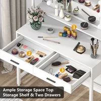 Coiffeuse exquise de la meilleure catégorie avec lumières ensemble de vanité en bois blanc avec dessus de table spacieux et table de maquillage à tiroirs