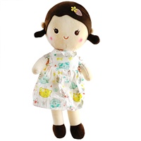 Poupée de chiffon en peluche pour fille, nounours doux, avec cheveux et robe jaunes, peluche personnalisée, cadeaux pour filles