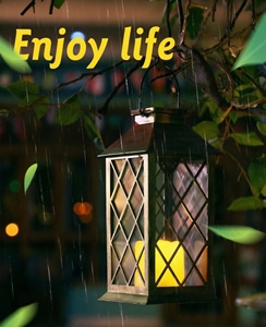 <b>Bulk</b> Stock Solar <b>Candle</b> Holders Lanterns <b>Candle</b> Jars Hanging Lights Rustic Iron Frame Waterproof Garden Decoration Lantern - Product Image 3