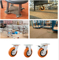 4 pouces 5 pouces 6 pouces 8 pouces Roue pivotante industrielle rotative silencieuse et durable en PU grise avec frein pour chariot