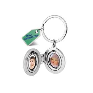 Porte-clés photo personnalisé, double face, ovale, en métal, cadeau pour enfants et famille - Product Image 1