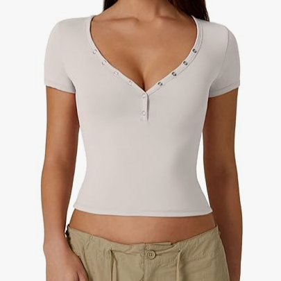 JC Wholesale Custom Sports Breathable Yoga Short Sleeves Women V-Neck Design Running Sports Fitness Quick Drying T-Shirt Tops