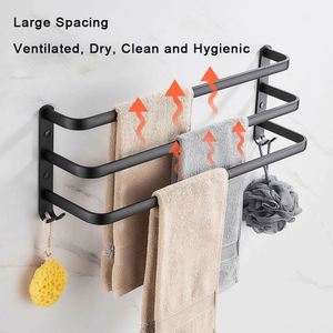 Porte-serviettes mural en aluminium noir en acier inoxydable avec chauffage pour salle de bain, douche, hôtels - Product Image 5