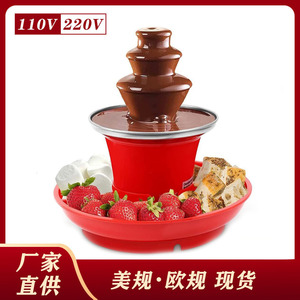 เครื่องทำช็อกโกแลตฟาวน์เทนสามชั้น สีแดง ใช้ไฟฟ้า 110V 220V แบบตั้งโต๊ะ รูปทรงหอคอยละลายเป็นน้ำตก - Product Image 5