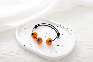 2025 Nueva gran oferta joyería pulsera hilo de cera trenzado Halloween calabaza cabeza calavera fantasma 16mm pulsera de cuentas de madera - Product Image 3
