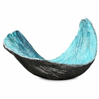 Sculpture de bol croissant personnalisée en résine, aérographe, intérieur turquoise, extérieur anthracite, commande en gros, projet hôtelier, usage commercial