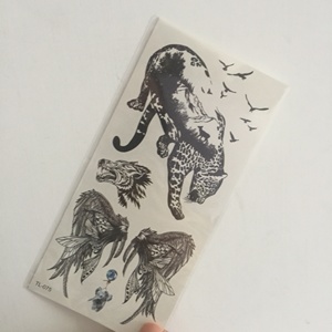 Negro salvaje Tigre Ángel elefante zorro animales <span class=keywords><strong>mano</strong></span> medio brazo <span class=keywords><strong>hombre</strong></span> niño cuerpo arte tatuaje temporal pegatina - Product Image 1