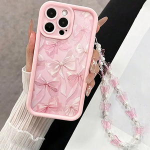 Coque de téléphone en silicone à motif nœud rose pour <span class=keywords><strong>iPhone</strong></span> 16 17 Pro Max Air 15 14 13 12 11 Pro Max 16E X XS <span class=keywords><strong>XR</strong></span> Plus avec breloque papillon - Product Image 6