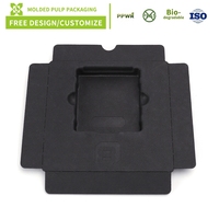 Plateau en pulpe de papier biodégradable écologique, insert moulé noir personnalisé, emballage haut de gamme pour l'électronique