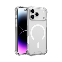 Coque magnétique transparente pour iPhone 18, hybride PC+TPU, protection blindée, coques de téléphone portable transparentes magnétiques pour iPhone 15 16 17 18 Pro Max