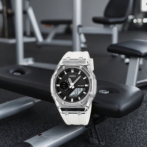 Reloj Deportivo para Hombre Serie <span class=keywords><strong>G</strong></span> SG-001, Venta al Por Mayor Directa de Fábrica, Correa de Cuero y Silicona, Esfera de Cristal, Resistente al Agua, con Indicadores - Product Image 4