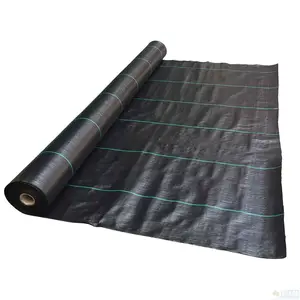 Cobertura de chão premium tecido preto de 3,2 onças, tecido de ervas daninhas e base