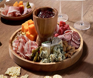 Vassoio Rotondo <span class=keywords><strong>in</strong></span> <span class=keywords><strong>Legno</strong></span> di Acacia a Doppio Uso con Piedi Alti <span class=keywords><strong>per</strong></span> Salumi, Pane, Frutta, Dolci e <span class=keywords><strong>Torte</strong></span>, con Coperchio <span class=keywords><strong>in</strong></span> Acrilico - Product Image 5