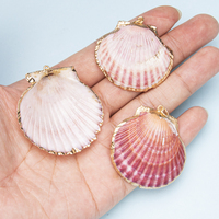 Pendentif Coquillage Naturel Plaqué Or, Coquille d'Abalone, Coquille Saint-Jacques Jaune, pour Bijoux DIY, Bracelet, Carillon Éolien, Collier pour Femmes et Hommes