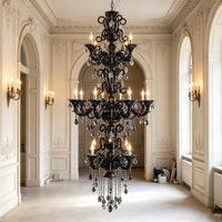 Lustre en cristal K9 de style bougie européen, suspension décorative pour plafond haut, villa, escalier, hall d'hôtel, projet