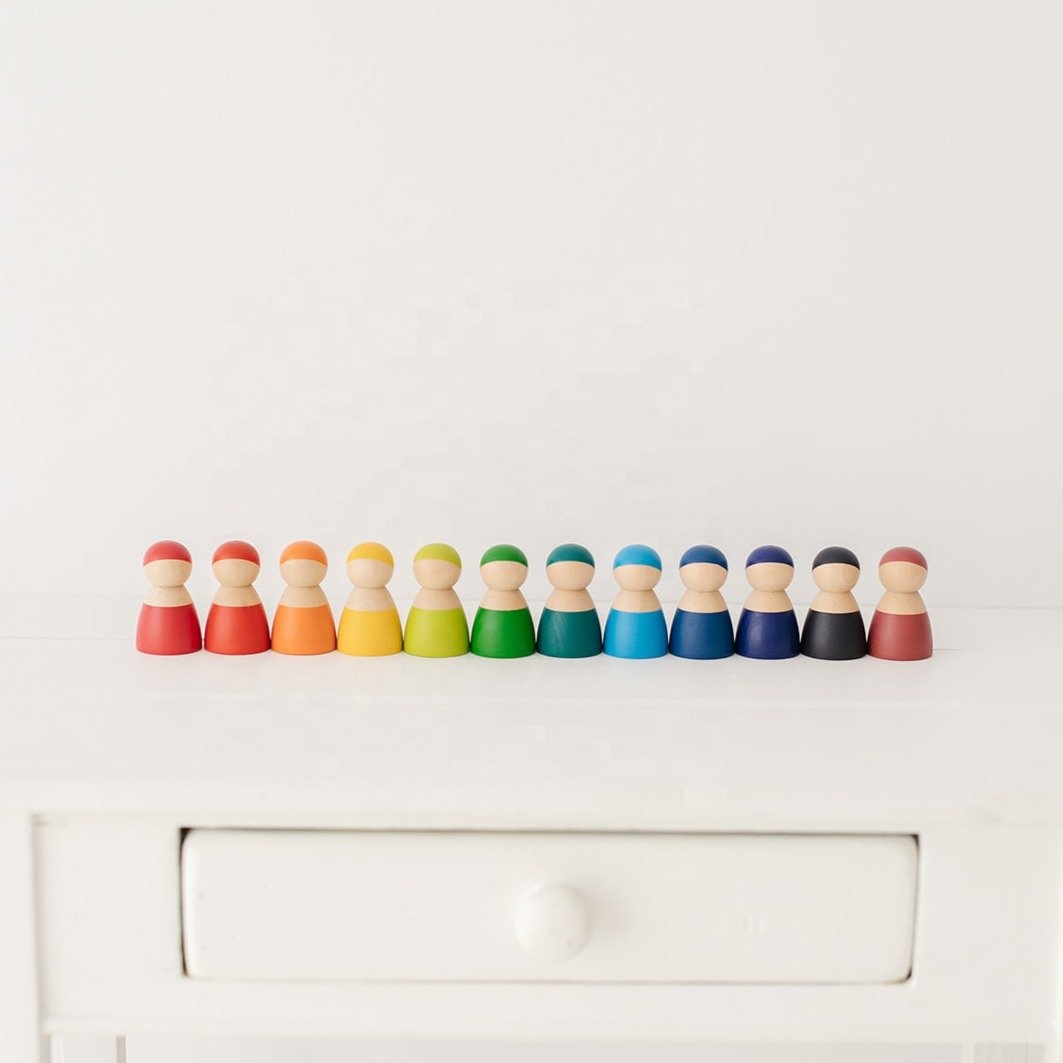 Деревянные радужные куклы гриммс, 12 дюймов, игрушки для друзей, Деревянные прищепки для малышей, Детские деревянные игрушки для ролевых игр для малышей