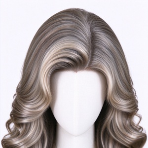 วิกผมแท้สีน้ำตาลประกายเทา แบบลอนยาว แสกข้าง - Product Image 4