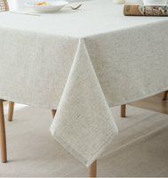 Nappe rectangulaire en lin uni haut de gamme pour table à manger, bureau, table basse blanche