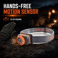 Lámpara Frontal LED Recargable USB C de 400 Lúmenes con Sensor de Movimiento de Mano, Atenuación Gradual, Luz Estroboscópica Roja para Trabajo al Aire Libre y Emergencias
