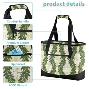 New Arrival Maile <b>Lei</b> Hawaiian Print Tote Cooler Pikake Design Lunch Bag Insulated Grocery Custom Logo Cooler Bag for Shopping - Product Image 5
