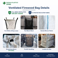 Sac de stockage de bois de chauffage en vrac 2000 kg 2 tonnes, sac FIBC Jumbo ventilé, robuste, traité anti-UV, réutilisable, pour approvisionnement en vrac Saco Lena