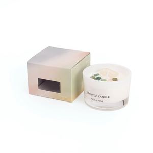 Bougie parfumée en cire de soja dans un bocal en verre rond, parfum floral végétal, décoration minimaliste pour la maison, 1 mèche, fabrication artisanale - Product Image 2