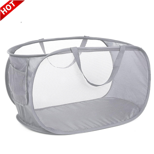 Meilleure vente maille pliable Pop up paniers à <span class=keywords><strong>linge</strong></span> <span class=keywords><strong>salle</strong></span> <span class=keywords><strong>de</strong></span> <span class=keywords><strong>bain</strong></span> empilable vêtements sales organisateur poche latérale poignées Style stockage - Product Image 1