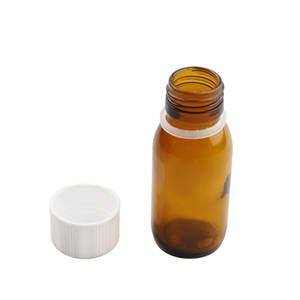 Bouteille de sirop contre la toux en plastique PET de 60ml avec bouchon de mesure et bouchon inviolable, bouteilles de médicaments liquides ambrées - Product Image 4