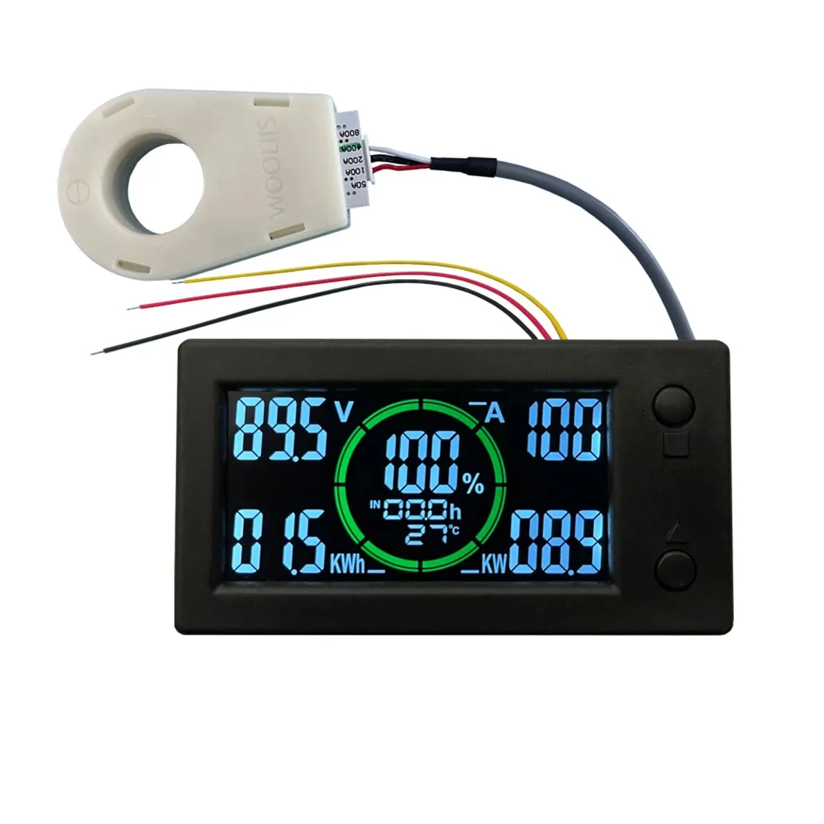 Layar warna BT Hall Coulometer penguji kapasitas baterai indikator arus tegangan pengukur daya DC0-300V 50A 100A 200A 400A