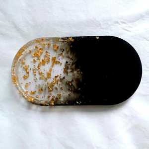 Bandeja de Servicio Decorativa Moderna de Resina Hecha a Mano, Apta para Lavavajillas, Portátil, para Café, Té, Desayuno, Aperitivos, Mesa - Product Image 1