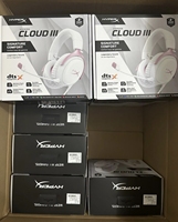 Headset Gaming HyperX Cloud III Hitam Merah Berkabel Over-Ear untuk PS4 DJ DTS Spatial Audio Active Noise Cancellation IPX3 Tahan Air