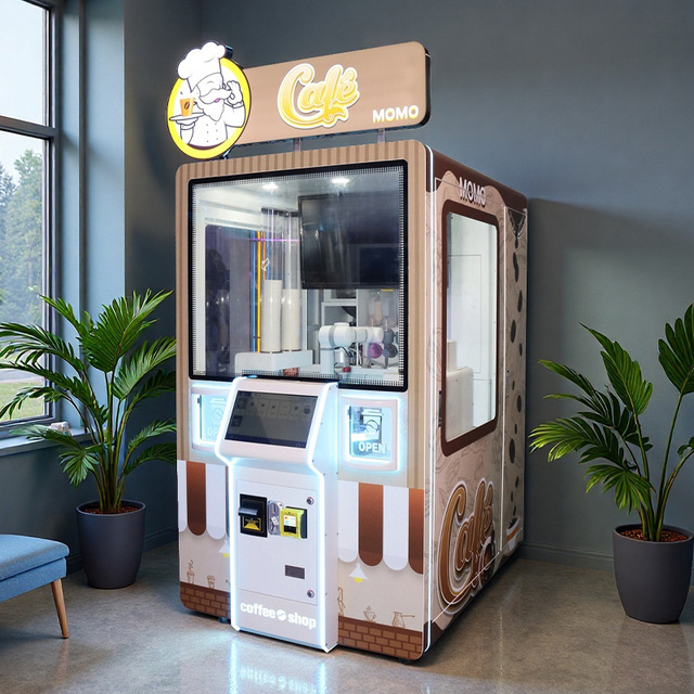 Freshly Brewed Coffee Vending Machine Bank Note Payment Business Hot Cold Coffee with 16 Inch Touch Screen Metal Construction