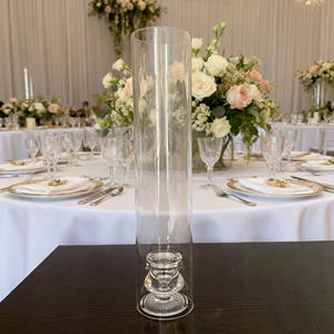 Bougeoir cylindrique en verre transparent à longue tige, romantique <span class=keywords><strong>pour</strong></span> mariage, design creux, coupe-vent, lumière de table - Product Image 4