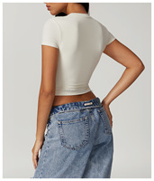 Camisetas cortas de manga corta ajustadas de alta calidad, ropa de algodón ajustada, Tops cortos de verano de Color sólido para mujer