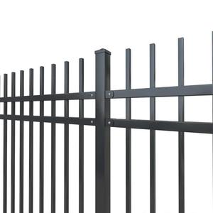 Clôture de jardin en acier noir thermolaqué robuste, tube carré, panneau de clôture métallique ornemental à sommet plat, clôture de sécurité à sommet affleurant - Product Image 1