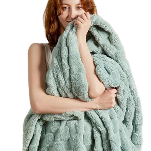 Manta de Lana a Cuadros 3D en Verde Salvia, Tejida en Poliéster, Suave y Acogedora, para Sofá, Cama, Venta al Por Mayor del Fabricante - Product Image 6
