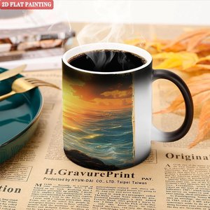 Taza Mágica de Cerámica Negra Esmerilada de 11 oz, Cambia de Color con el Calor, para Café, Uso en Oficina - Product Image 4