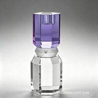 Support de bougie en cristal artificiel, coloré, transparent, à facettes, poli à la main, pour aromathérapie, décoration de table, doux