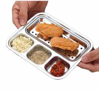 Plato para Parrilla con 3 Compartimentos para Salsas, Bandeja de Drenaje para Dumplings, Plato para Aperitivos y Filetes
