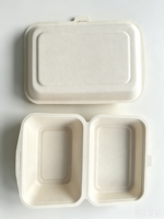 Boîte alimentaire en fibres végétales laminée pour emporter, boîte à lunch jetable personnalisée avec film PP PE PET CPET PLA PBAT EVOH