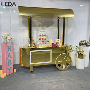 การตกแต่งปาร์ตี้ในงานแต่งงานได้รับการออกแบบใหม่: รถเข็นลูกกวาดรถเข็นอาหารของหวานรถแคนดี้สีทอง - Product Image 3