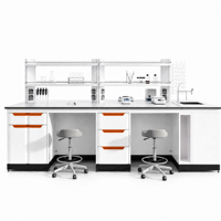 Console de contrôle centrale multifonction tout acier, poste de travail de laboratoire de qualité industrielle tout acier avec prises de courant et évier