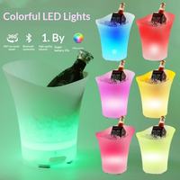 Seau à glace à changement de couleur RVB, logo personnalisable, capable de redouter de la musique, adapté aux bars de fête, aux karaokés à domicile, seau à glace LED alimenté par USB