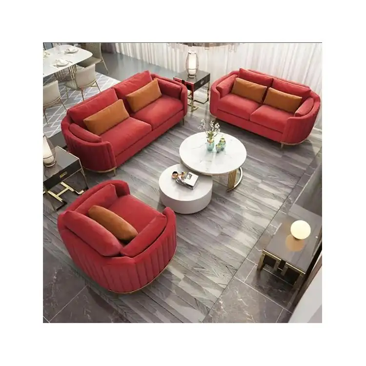 Nouvelle liste haut de gamme lit d'angle en plumes ensembles en tissu de luxe meubles de salon canapés