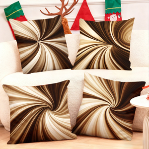 Cuscini Moderni con Motivi a Spirale in 100% Poliestere Personalizzabili, Decorano un Divano Accogliente con Calze Festive e Corna di Renna in Sfondo - Product Image 1