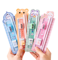 Kit de Papeterie Mignon à Thème Dessin Animé : Crayon, Règle, Taille-crayon, Gomme – Fournitures Scolaires et de Bureau pour Enfants, Idéal comme Cadeau Étudiant ou Cadeau Promotionnel
