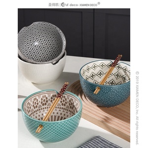 Boho Thổ Nhĩ Kỳ 6 Inch Bát Ngũ Cốc Salad Salad Gốm Tôn Ramen Bộ 4 Bát - Product Image 2