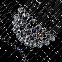 Lustre carré LED en cristal pour vente en gros transfrontalière, style moderne et minimaliste, lampe de plafond pour salon, style duplex et loft, corps argenté