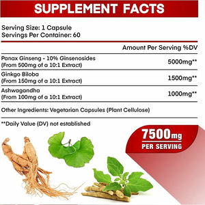 Kapsul Peningkat Gairah Pria OEM Custom Panax <span class=keywords><strong>Ginseng</strong></span> 5000mg Ginkgo Biloba Ashwagandha Root Suplemen untuk Pria Pabrik Cina - Product Image 3